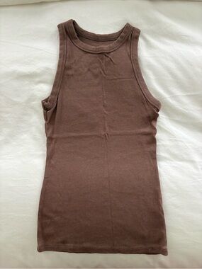 a new day Brown Ribbed Tank Top